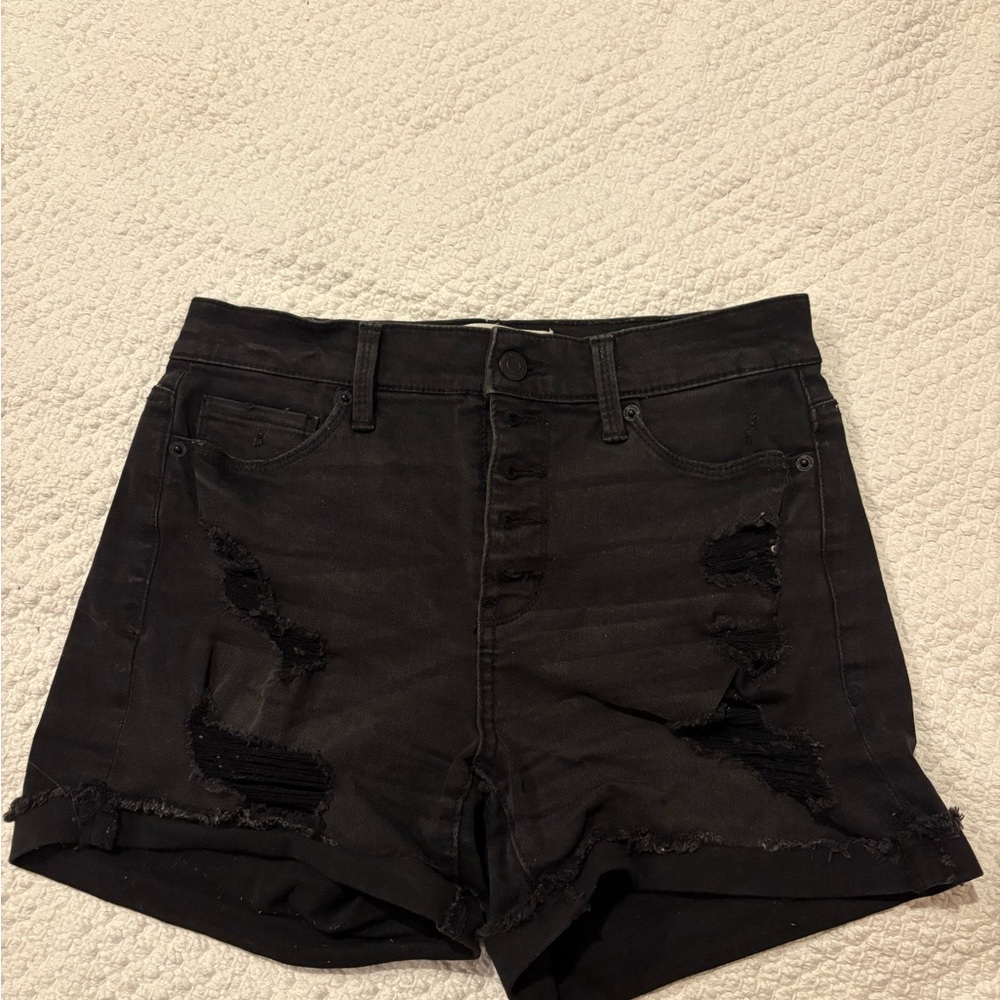 Womens Ripped Black Jean Shortd